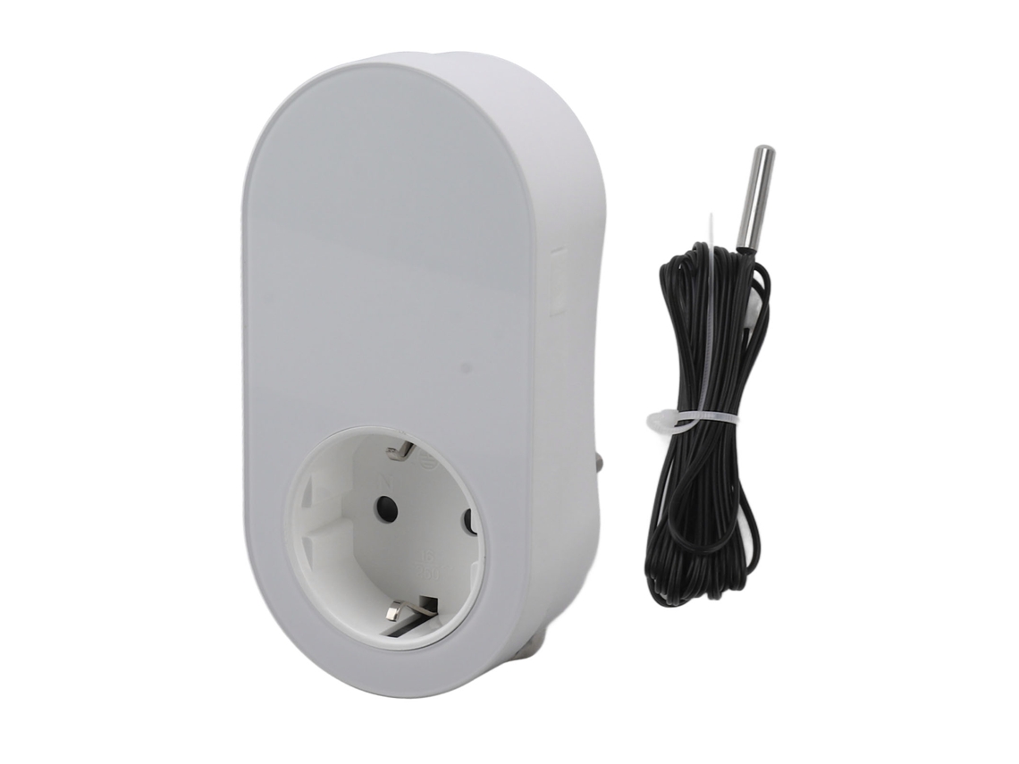 Enchufe Inteligente Con Termostato Wifi De 16 A Con Control Inalámbrico De Temperatura, Color Blanco.