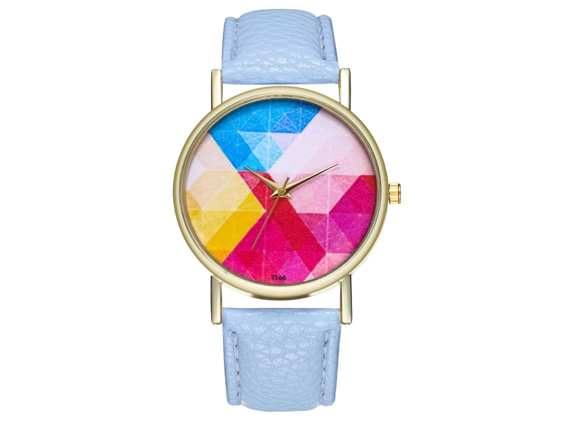 Reloj De Pulsera De Cuarzo Zhoulianfa De Estilo Casual Con Correa De Cuero Azul Claro.