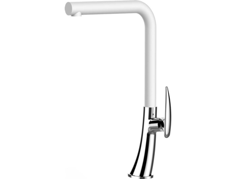 Grifo de cocina VIZIO Tubo Branca Giratória 360° Cromado Blanco (Latón)
