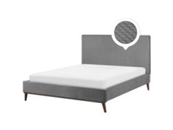 Cama con somier BELIANI Bayonne de Terciopelo Gris 191x212x121