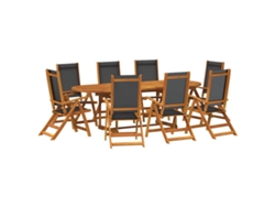 Maison Exclusive - 9 Pcs Conjunto De Jantar Para Jardim Acácia Maciça E Textilene
