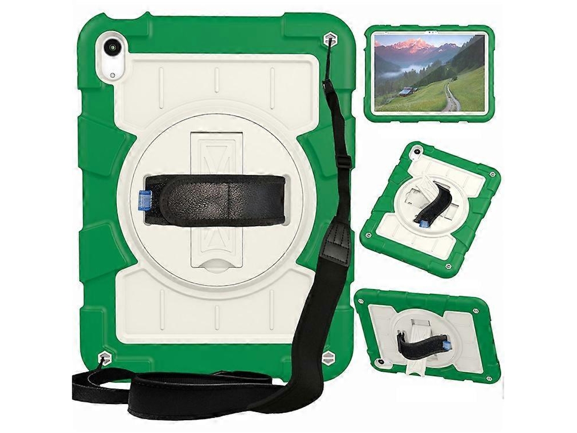 Compatible con iPad (2025) / 10.9 (2022) Funda para tableta TPU+PC con asa giratoria y soporte integrado.