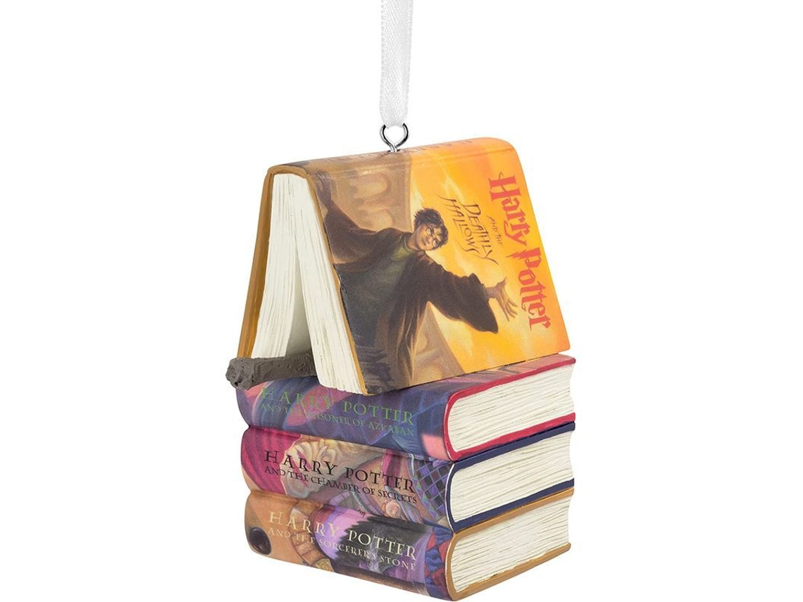 Adorno Navideño De Harry Potter De Hallmark: Libros Apilados Con Varita, 2,23 X 2,75 X 2,28 Pulgadas.