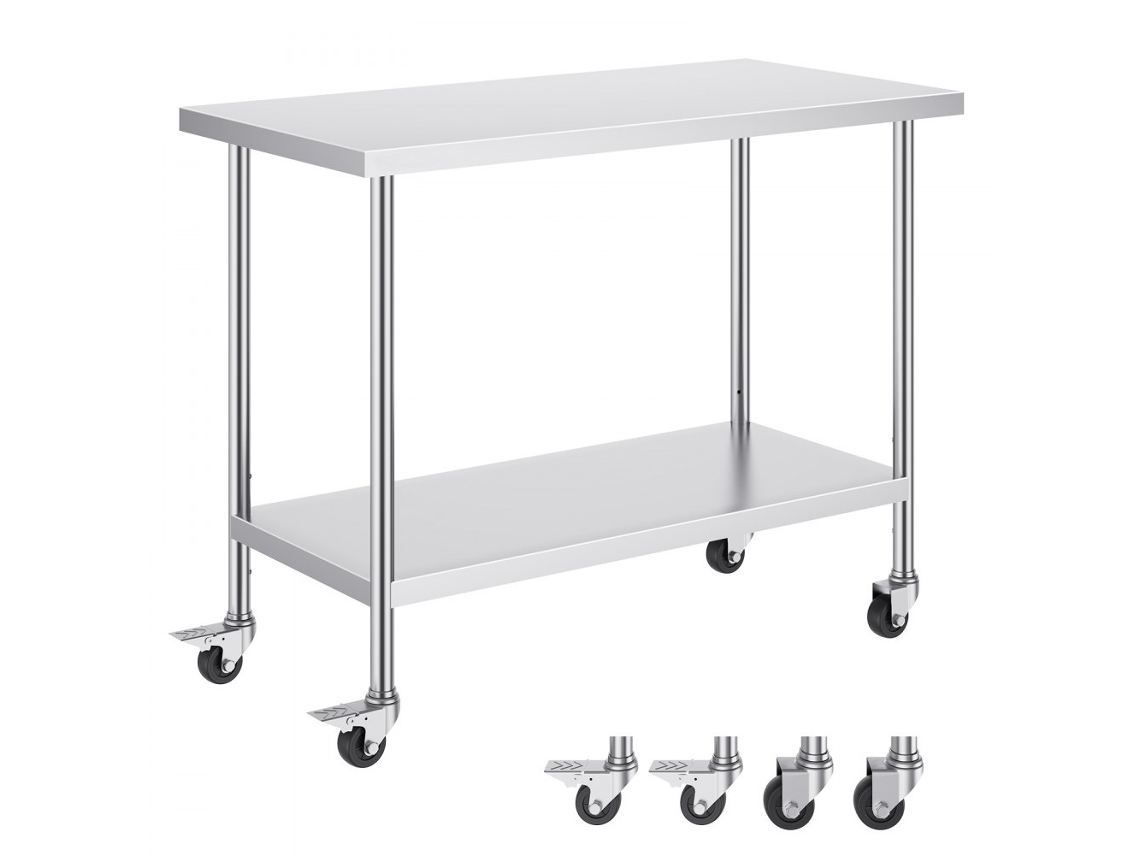 Mesa de Trabajo de Acero Inoxidable con Ruedas y Altura Ajustable Tekmaquinas