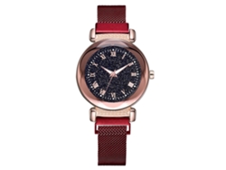 Reloj De Pulsera De Cuarzo Para Mujer, Estilo Casual, Esfera Redonda Roja.