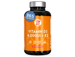 Vitamina D 365 Cápsulas de Vitamina D3 K2 Vitamina D altamente concentrada. Favorece la función inmunitaria y ósea 365 Cápsulas Hn (4000 UI)