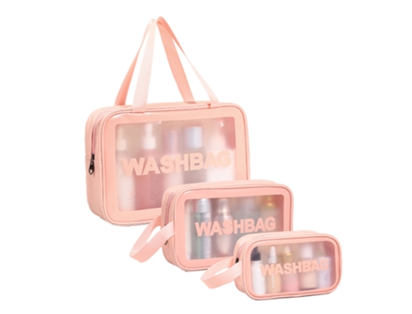 Bolsa De Cosméticos Impermeable De Pvc Portátil, Bolsa De Viaje Para Maquillaje, Bolsa De Transporte Con Asa Con Cremallera, Rosa ZMDECQNA
