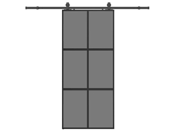 Puerta corredera con herrajes, 90x205 cm, cristal templado.