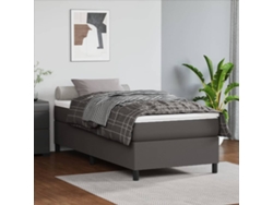 Cama con Colchón de Muelles y Cabecero Piel Sintética Gris (90x190 cm)