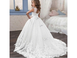 Vestido De Fiesta Princesa Para Niñas Con Encaje Longo Forma Vestido De Novia Niña 9406-blanco 9 406-blanco
