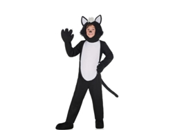 Disfraz de Gato Peludo negro y blanco para niños