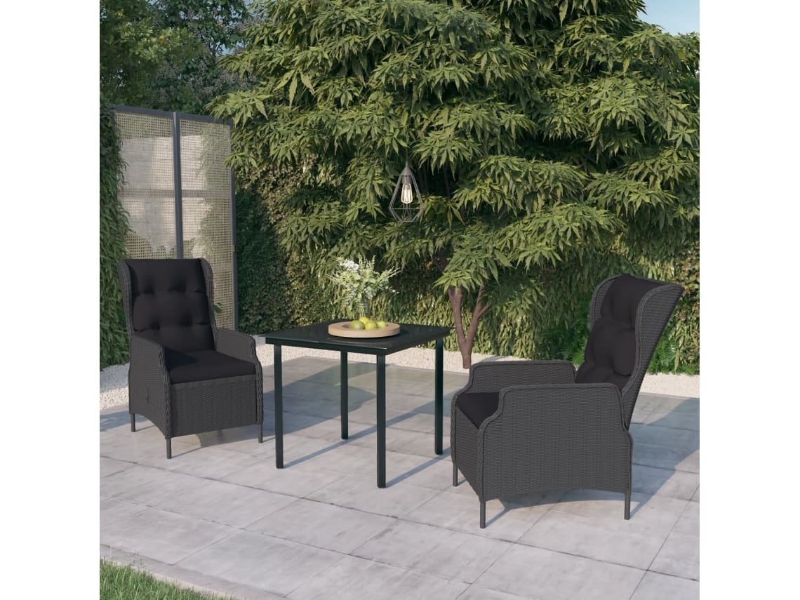 Conjunto De 3 Peças De Jantar Para Jardim Cinzento Escuro Dkd Home Decor