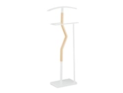 Relaxdays Cabide Para Homem, Para Fatos E Calças, Madeira E Metal, Hbt 107 X 48 X 20 Cm, Branco/natural.