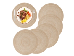KOFIHETY Tapete Redondo de Algodón para Comedor, 14 Pulgadas, Tapetes Fáciles de Lavar para Cocina, Mesa de Comedor, Decoración de Fiesta (Juego de 6)