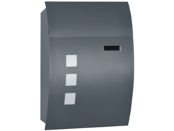 Buzón curvo de acero galvanizado con 3 ranuras y 2 llaves de seguridad incluidas, 45x10x32 cm, gris.
