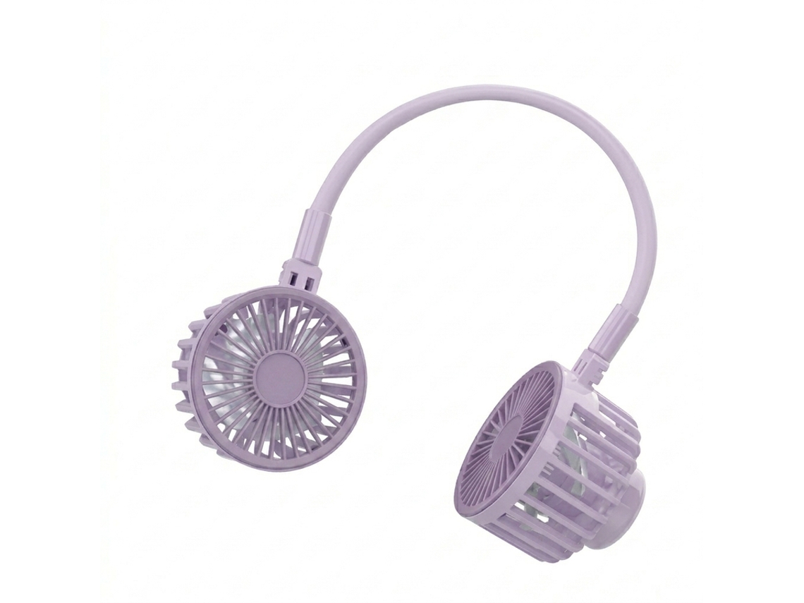 Ventoinha De Pescoço Com Dupla Turbina, 3 Velocidades E Silencioso Gandy 69374 Branco + Lilás