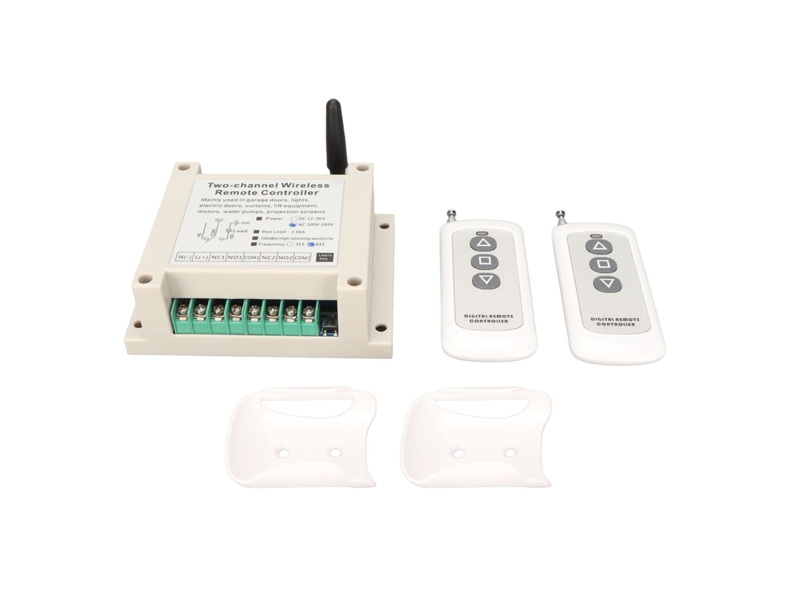 Kit Controle Remoto Sem Fio 2 Canais 433mhz Relé Ac100-265v Alta Precisão Para Automação Residencial Industrial Agrícola