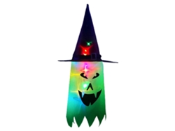 Adorno De Halloween Com Luzes Led Chapéu De Bruxa Pendurado Para Jardim E Varanda