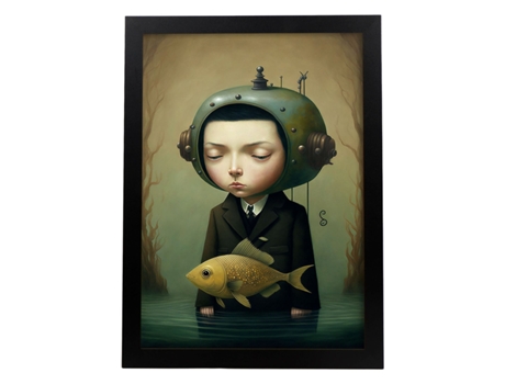 NACNIC Poster Conexión En Estilo Surrealismo Cinematográfico Ilustraciones Y Grabados De Historieta Abstracta Y Artística A4 Marcos Blancos