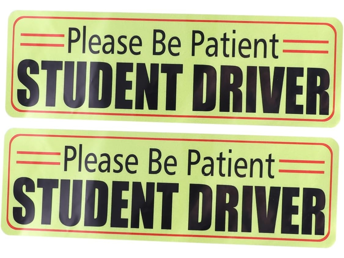 Conjunto De 2 Adesivos Para Carro: Seja Paciente, Estudante, Motorista.