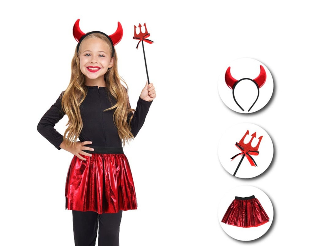 Kit de Diablesa infantil Tutú, diadema y mini tridente