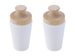 Paquete De 2 Tapones Reutilizables De Madera Maciza Y Silicona Para Vinos, Cervezas Y Otras Bebidas (gris)