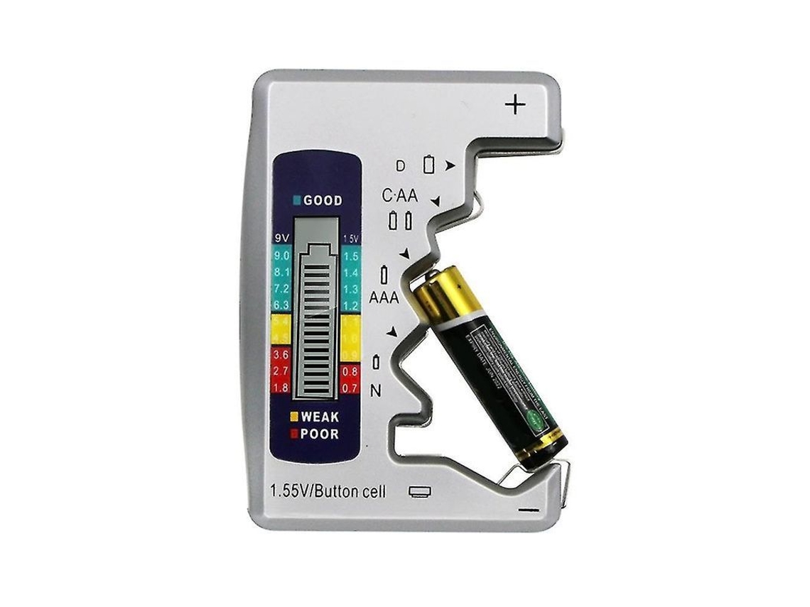 Comprobador De Baterías Universal Para Pilas Aa, Aaa, Cdn De 1,55 V Y 9 V (pilas De Botón) Con Pantalla Lcd.