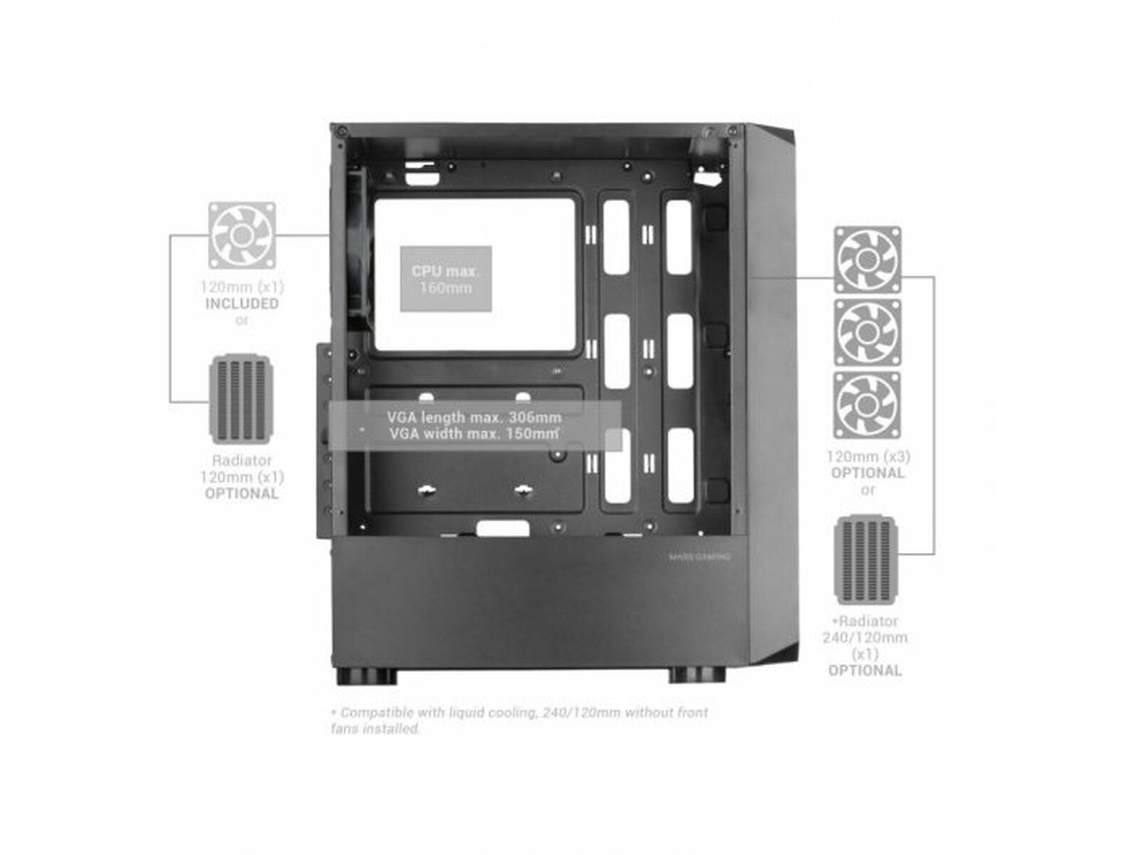 Caja Semitorre ATX MARS GAMING MC-2000 (Negro - ATX - Midi-Tower)