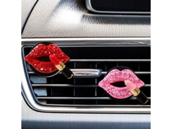 4 Piezas Adorno De Aire Para Coche Trim Lápiz Labial De Piedras Preciosas Rojo Rosa