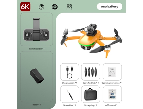 Mini Drone S5S con cámara láser HD 6K para evitar obstáculos (1 batería - Duración de la batería: 18 min - Naranja) YIZHOOD