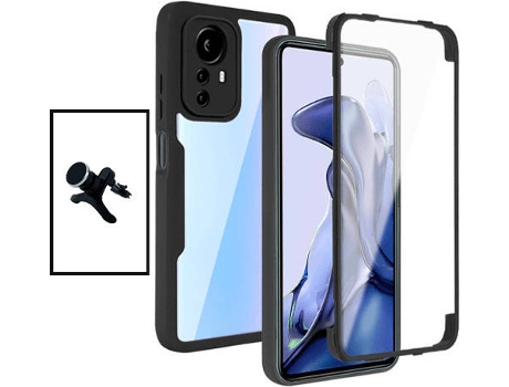 Kit Carcasa 360° Protección Frente y Verso + Soporte Magnético Xiaomi 12 Pro GIFT4ME Negro