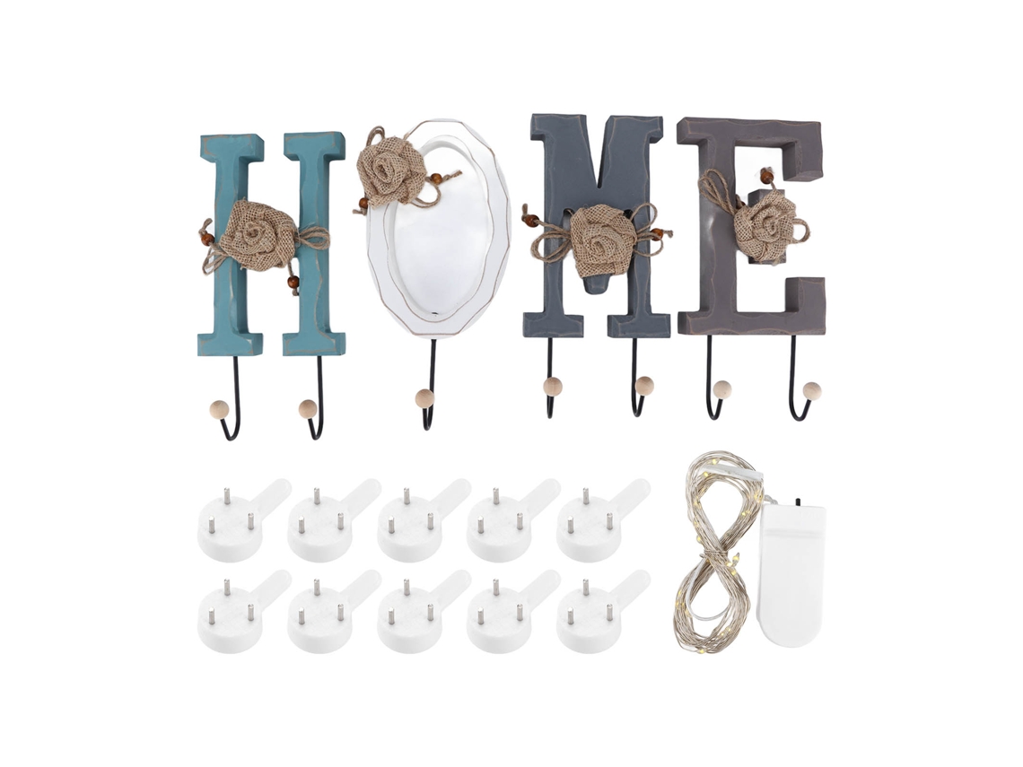 Hogar Colgadores De Letras De Madera Con Tira De Luz Decorativa Para Pared - Estilo Rústico