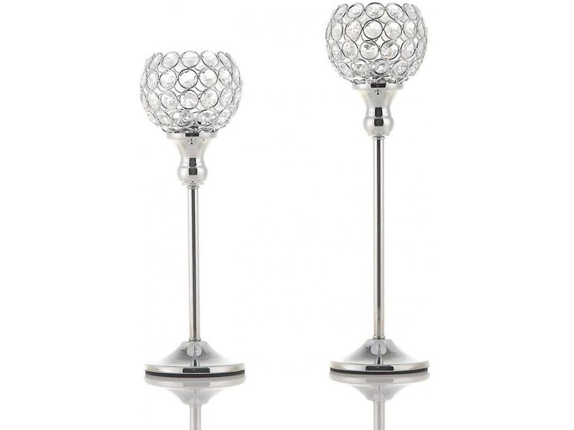 Portavelas de cristal Plata Con Diseño elegante para bodas y eventos especiales