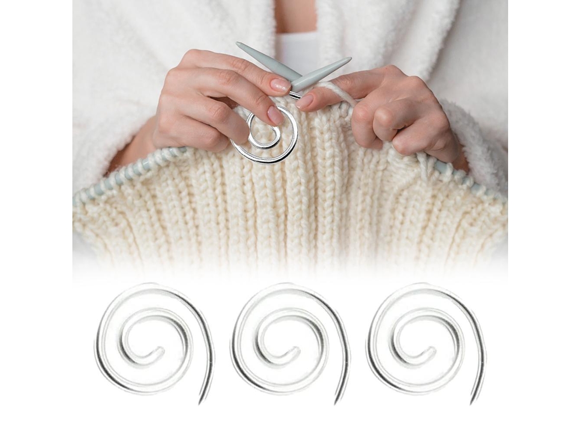 Aguja De Tejer Espiral De Acero Inoxidable Para Sujetar Chales Con Trenzas Y Asegurar Las Puntadas.