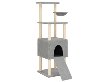 Rascador para gatos con postes de sisal gris claro VIDAXL (153 cm)