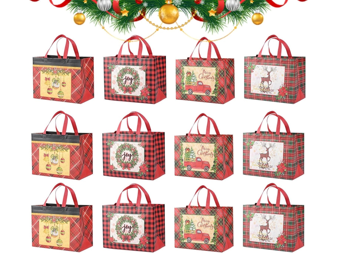 Bolsas navideñas Slowmoose TNT, 12 unidades, para regalos, dulces y recuerdos de fiesta.