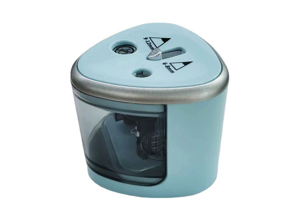Sacapuntas Eléctrico Con Dos Entradas, Automático, Para Estudiantes, Escuela, Oficina, Azul.