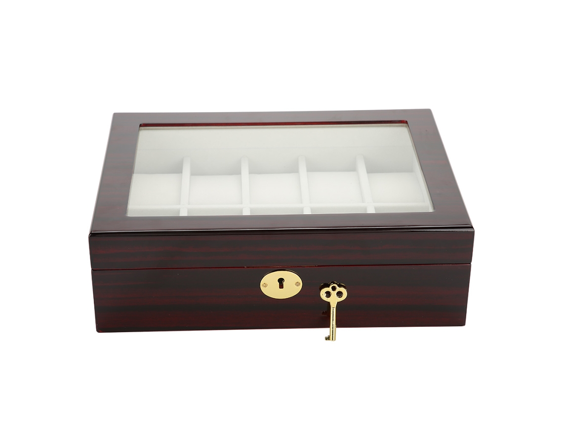 Caja De Almacenamiento De Relojes Ligera Con 10 Compartimentos Para Viajes Y Colecciones.