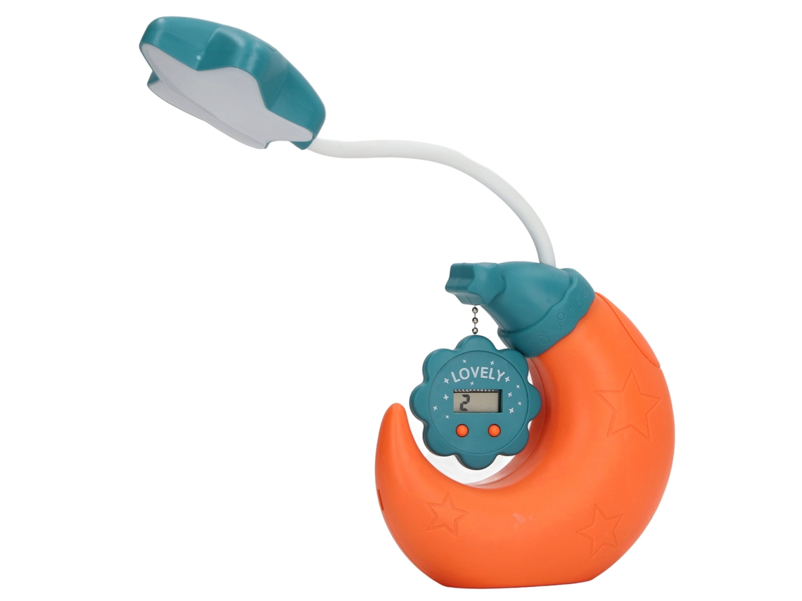 Lámpara De Mesa Infantil/portalápices Con Reloj Electrónico Y Protección Ocular - Naranja