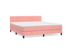 Maison Exclusive - Cama Box Spring Con Colchón Terciopelo Rosa 180x200 Cm