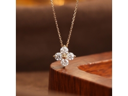 Estrella Brillante ~ Plata de Ley S925, Collar de Lujo Ligero con Trébol de Cuatro Hojas de la Suerte, Elegante y Sofisticado. MDUG (Oro Champán)