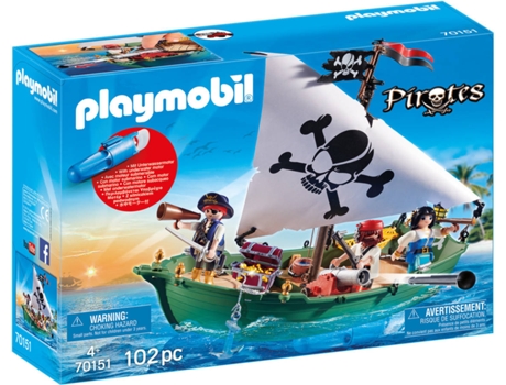 PLAYMOBIL Barco Pirata (Edad Mínima: ‍4 Años - 13 Piezas)