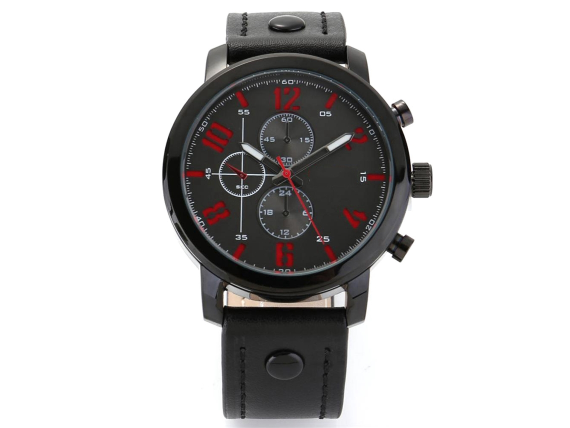 Reloj De Pulsera Para Hombre Curren Moda Con Movimiento De Cuarzo Negro Rojo