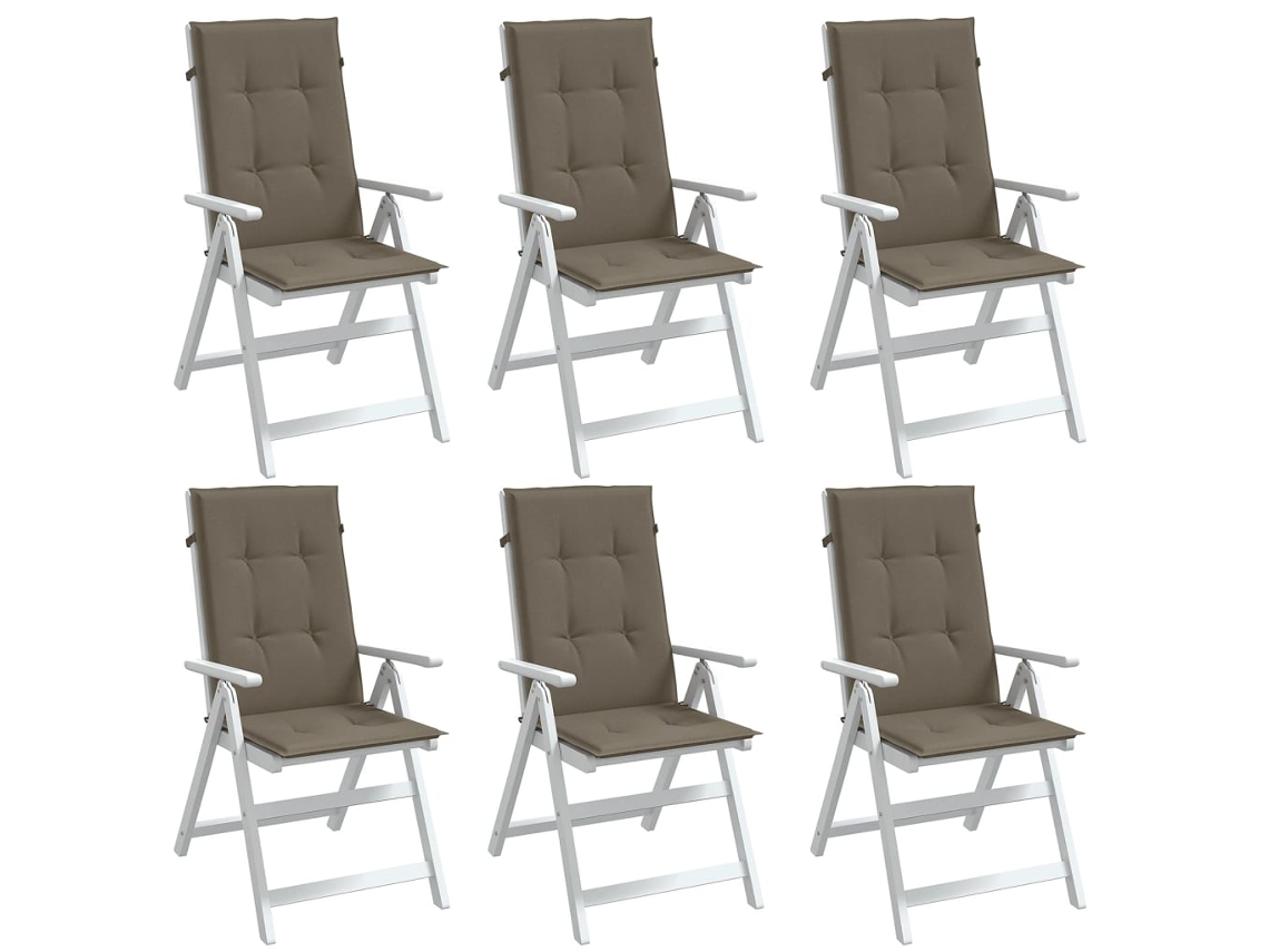 Cojines Silla Respaldo Alto 6 Uds Tela Taupe Melange 120x50x4cm