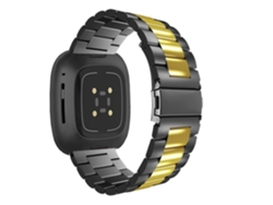 Correa Acero para Fitbit by Google sense Negro y Dorado