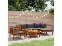 Conjunto de jardín DKD Home Decor de 6 piezas con cojines de acacia maciza