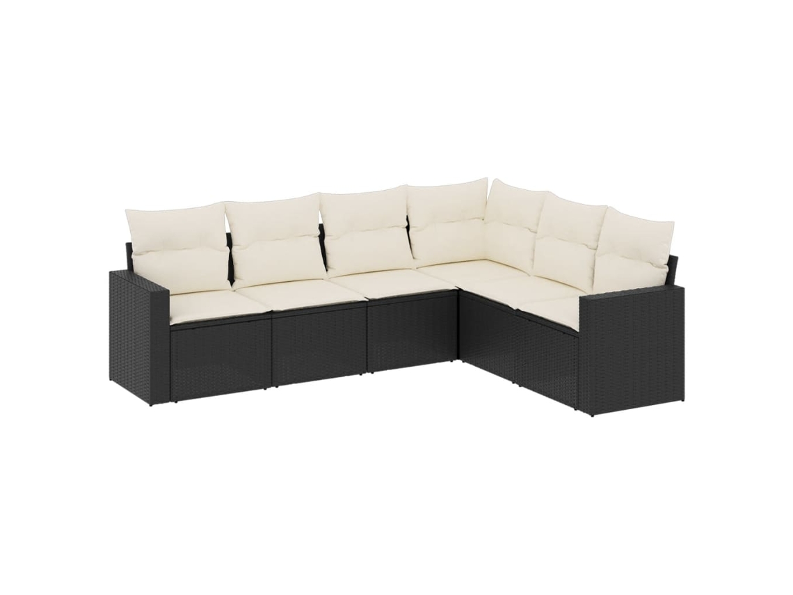 Maison Exclusive - Set De Sofás De Jardín 6 Piezas Y Cojines Ratán Sintético Negro