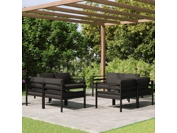 Conjunto de jardín de 8 piezas con cojines de aluminio antracita, Dkd Home Decor