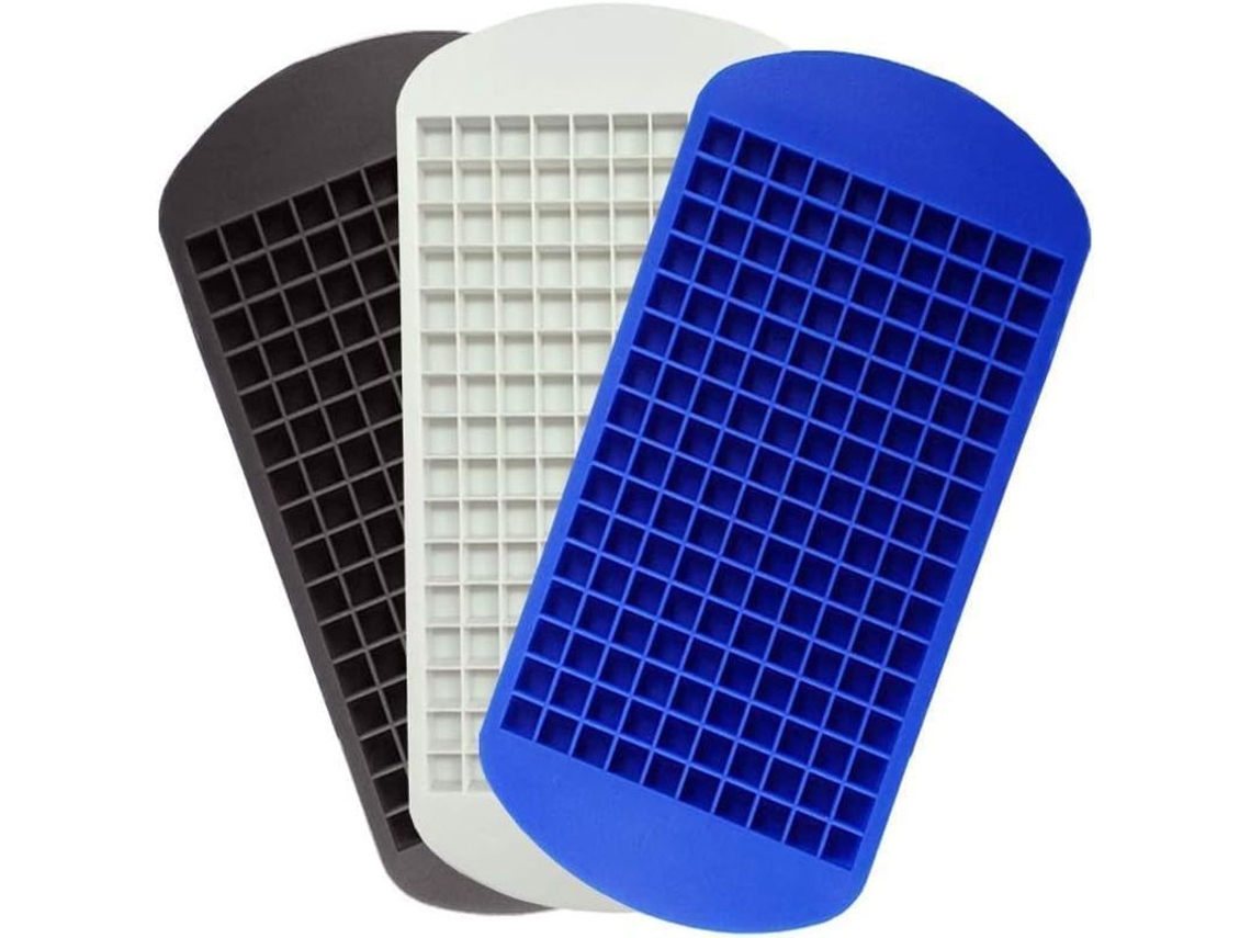 3 Mini Bandejas Para Cubitos De Hielo, 160 Compartimentos, Moldes Cuadrados De Silicona Para Cocina, Color Azul/negro/blanco.