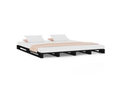 Maison Exclusive - Cama De Palets De Madera Maciza De Pino Negra 140x190 Cm